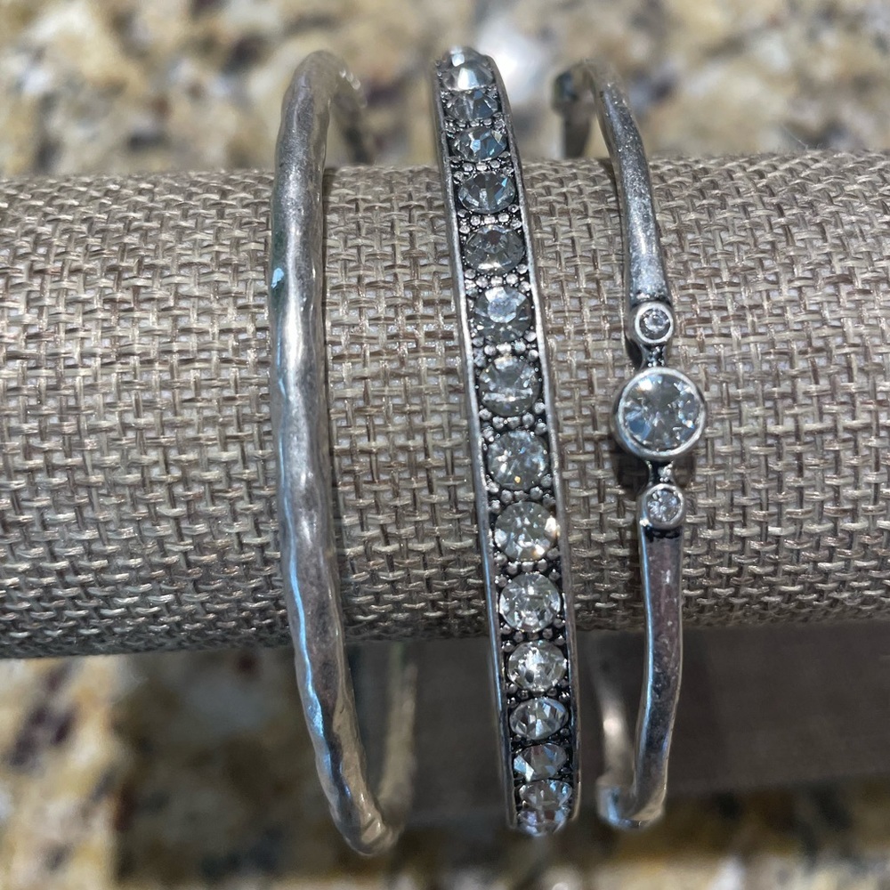 Silver Toned 3 Piece Bracelet Set